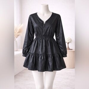 Zara Black Parachute Mini Dress XS Fits S Ruched Lightweight